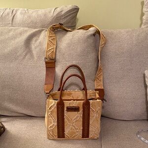 Wrangler Yellow and Brown Textured Crossbody Bag
